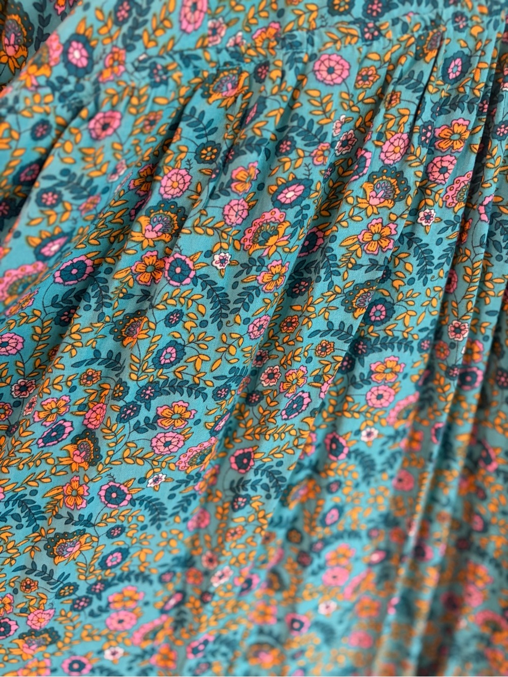 NATURAL LIFE Turquoise Floral V-Neck Tunic with Multicolor Print - Picture 3 of 5